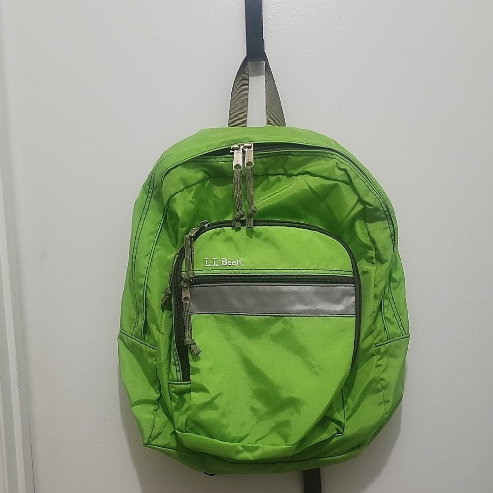 L.L. Bean Bright Green Backpack with Gray Accents